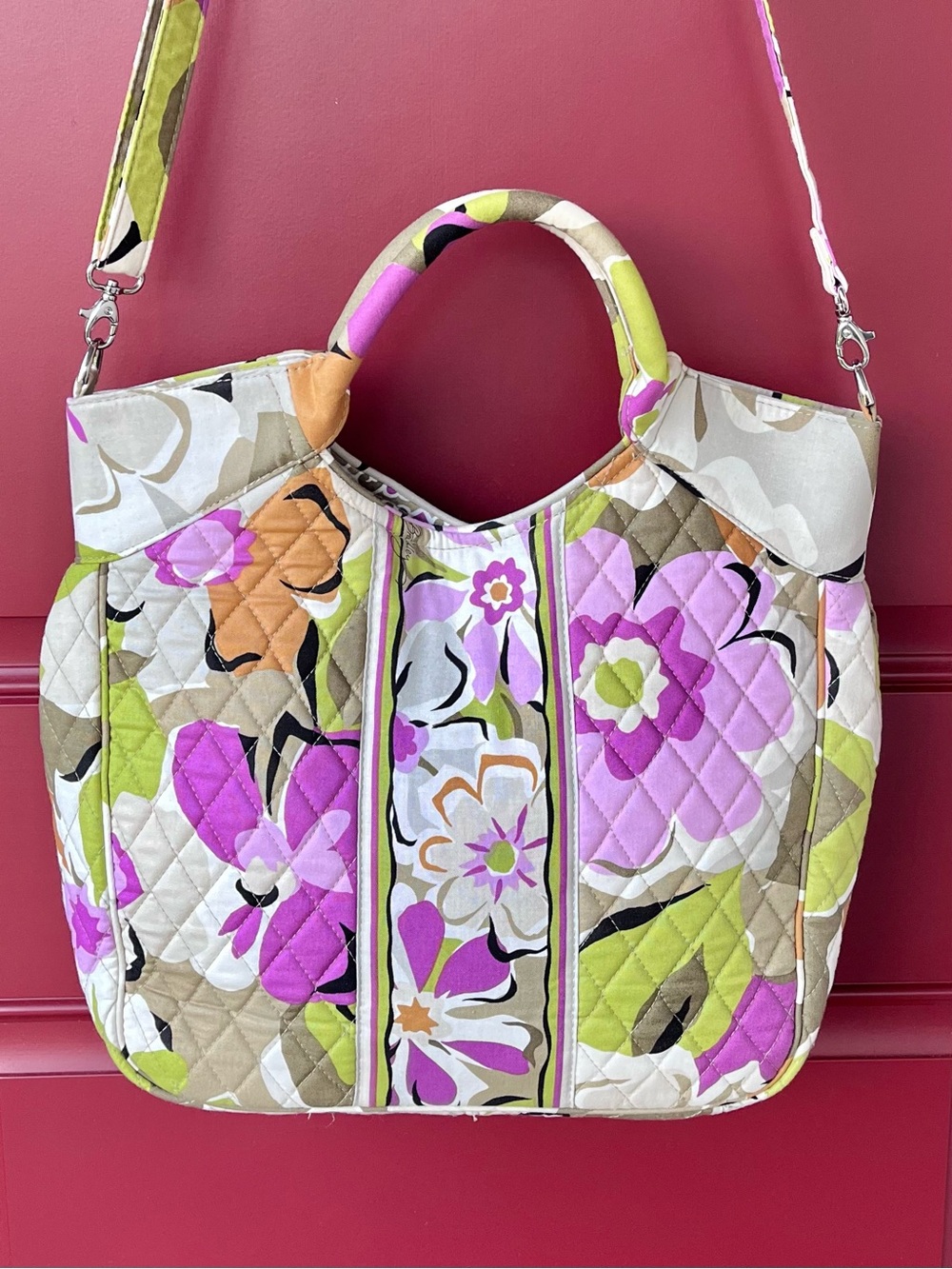 NWOT Vera Bradley Lola Tote / Crossbody in Pink / Green Floral - Portobello Road